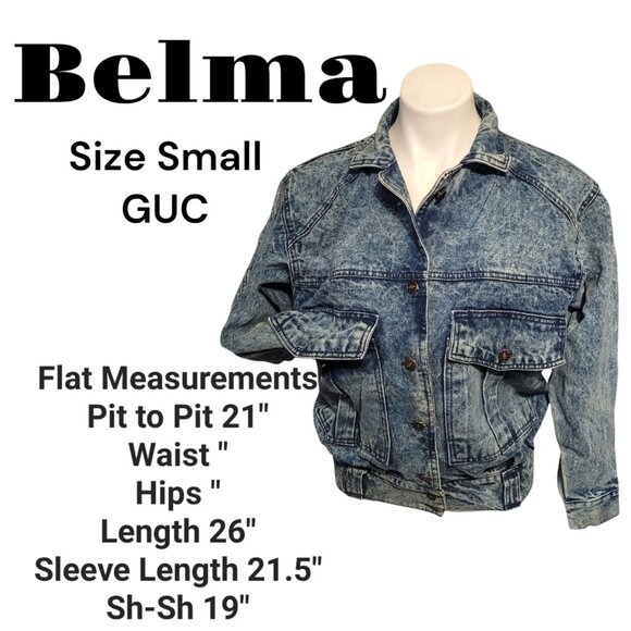 Vintage Belma Distressed 80s Denim Jacket Size Small Blue Retro Acid Wash - Picture 2 of 9